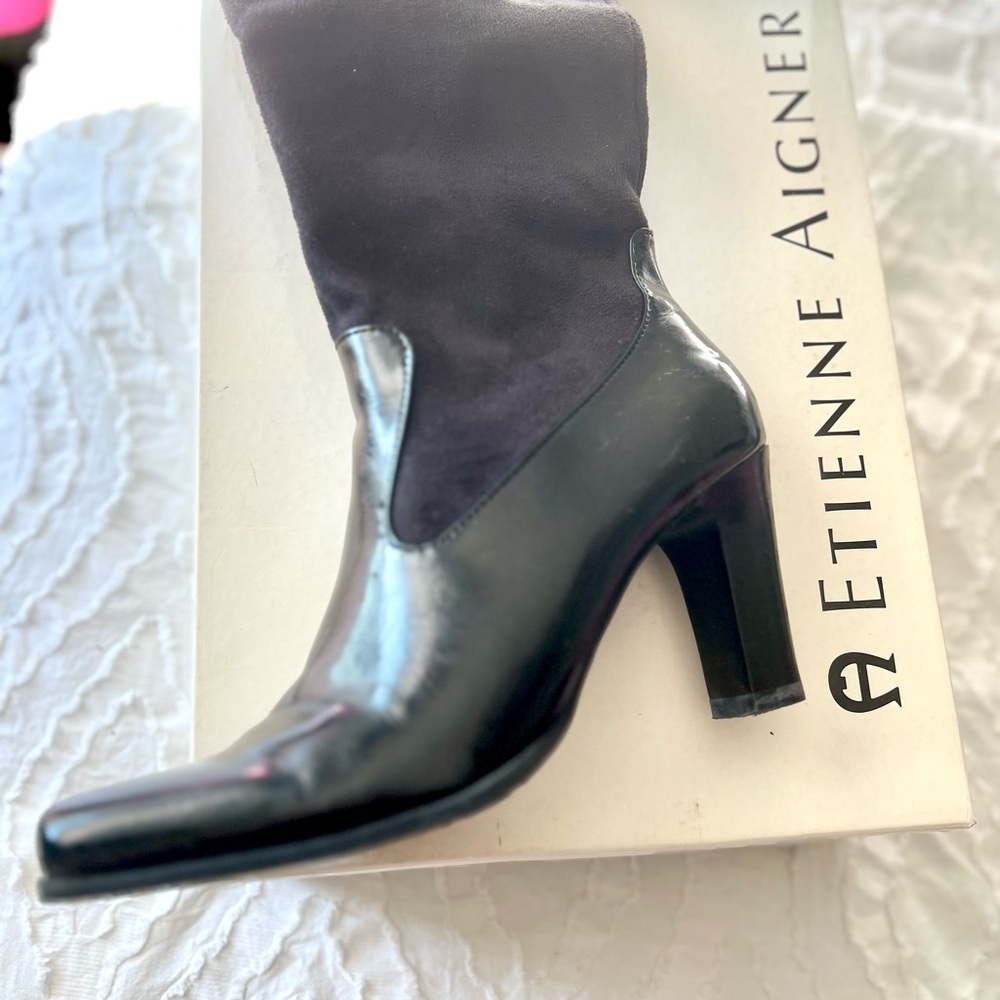 Etienne Aigner Black Heeled Boots - Picture 3 of 5